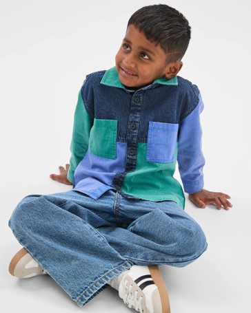 Oversized Colour Block Denim Shacket