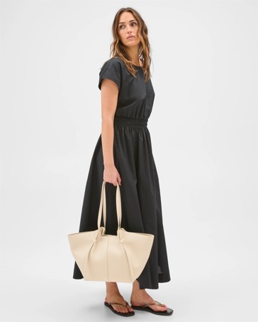 Knot Detail Pebble PU Tote Bag