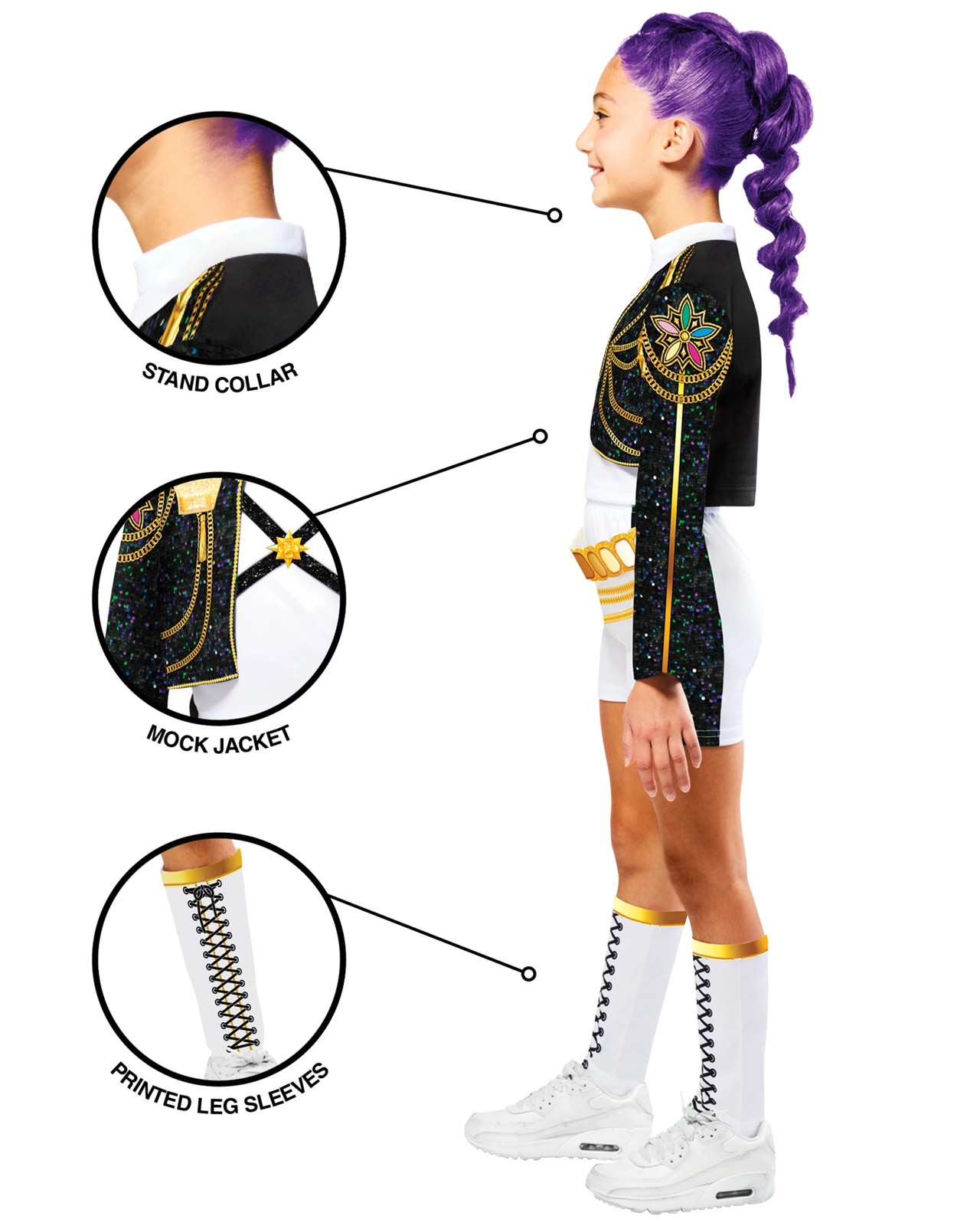 KPop Demon Hunters RUMI Gold Deluxe Kids Costume Size 7-8yrs 5 of 6