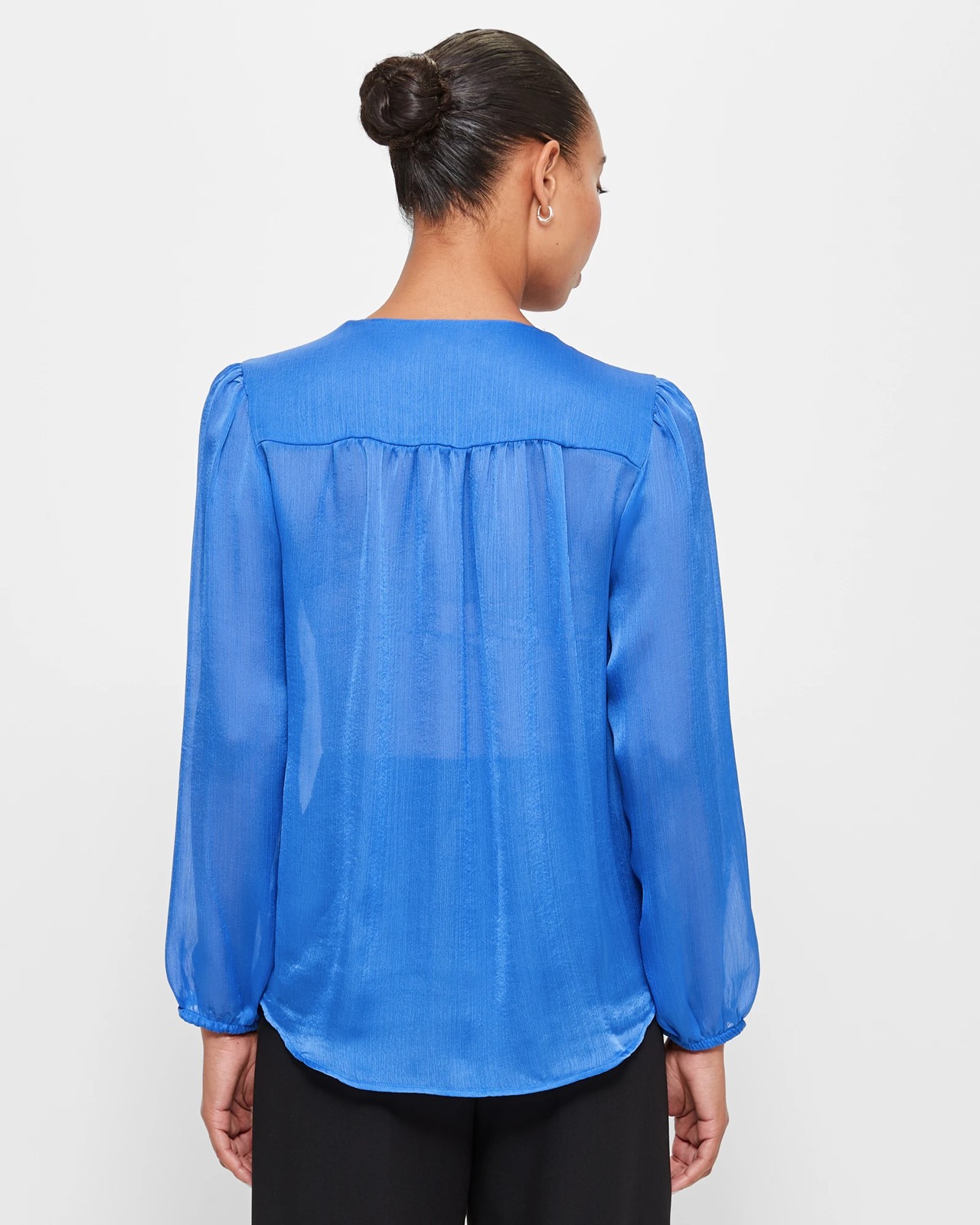 Long Sleeve Drape Neck Blouse - Preview 4 of 5