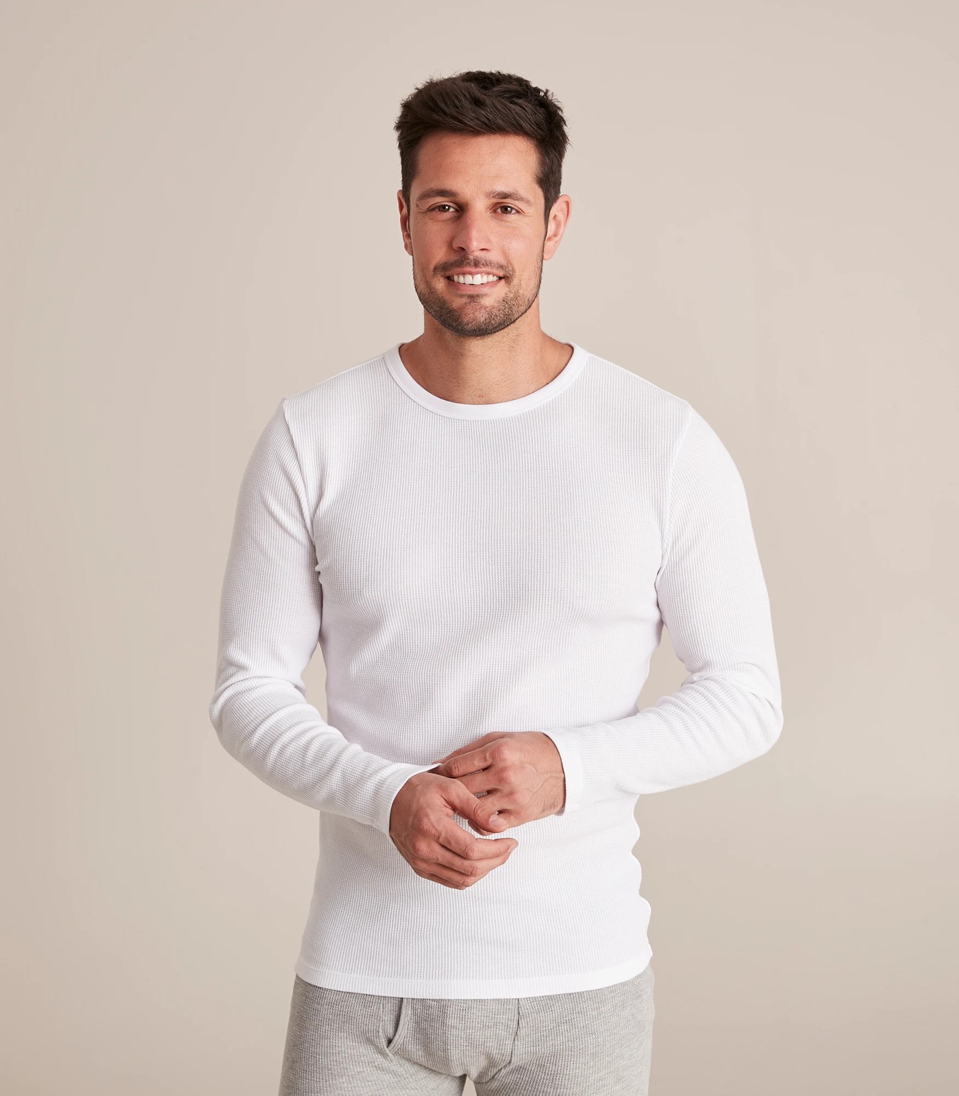 White Big Waffle Long Sleeve Tee - UES