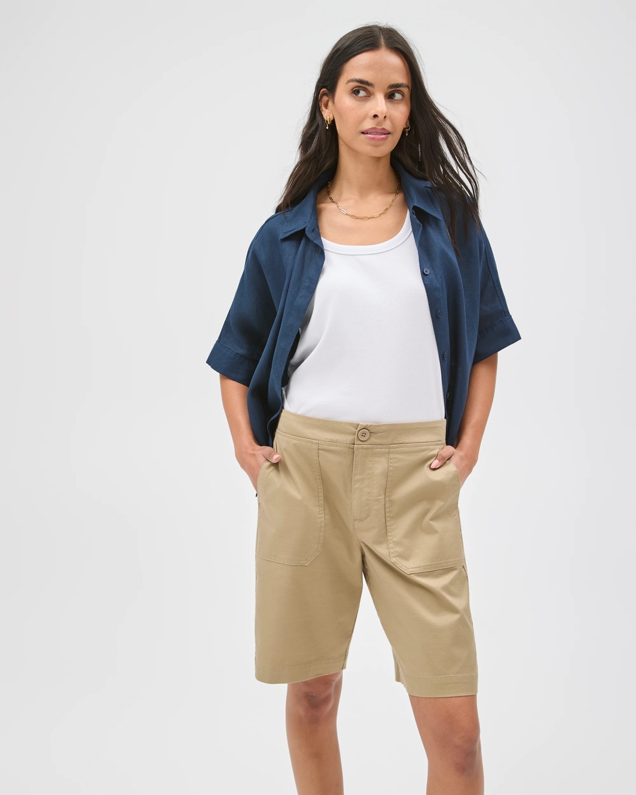 Rib Waist Shorts - Crushed Leaf 2 of 5