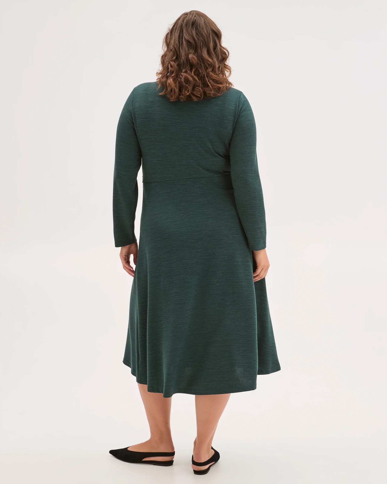 Plus Size Long Sleeve Drape Knit Midi Dress 6 of 6