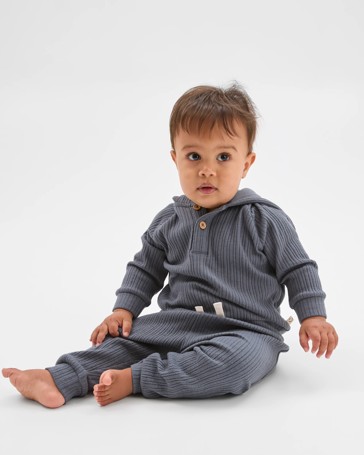 Baby Ribbed Hoodie and Pants Set