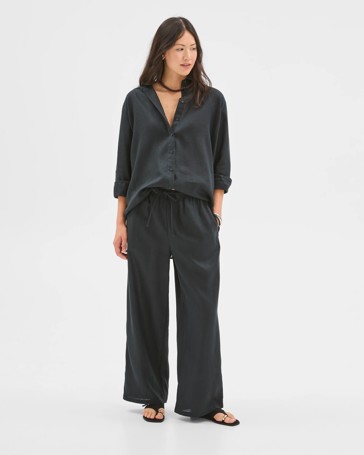 European Linen Wide Leg Pants