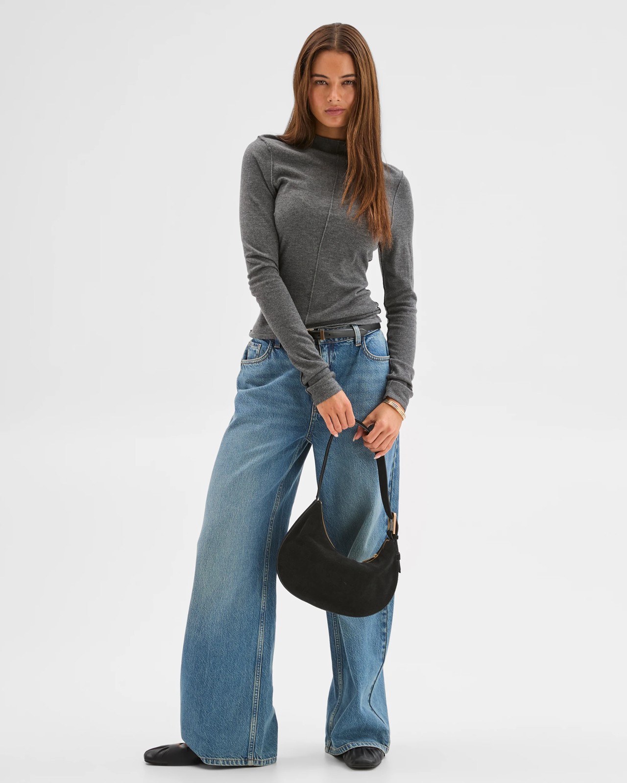 Lily Loves Exposed Seam Skivvy Top - Charcoal Marle 4 of 6