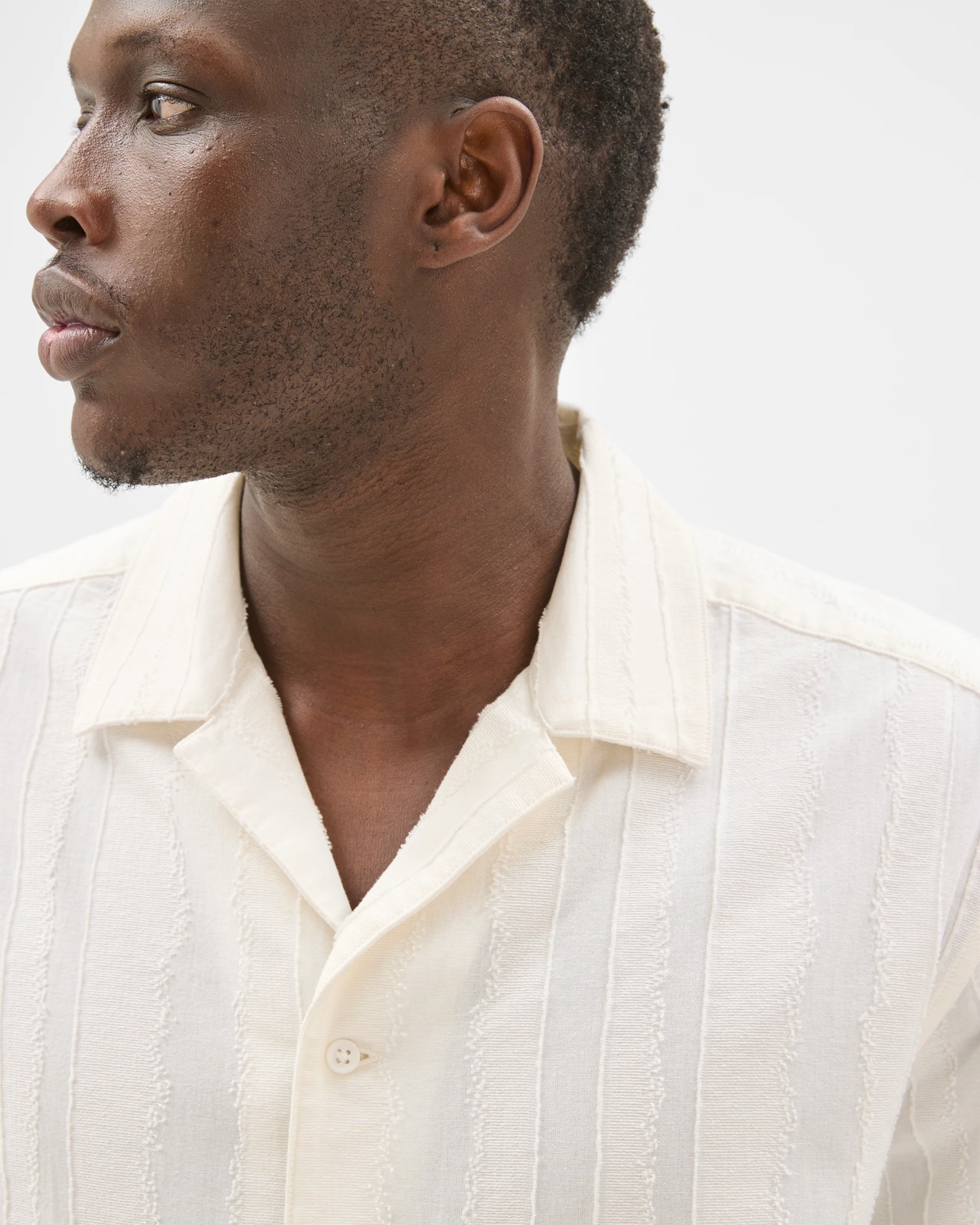 Commons Cotton Burnout Short Sleeve Shirt - Cloud White 5 of 6