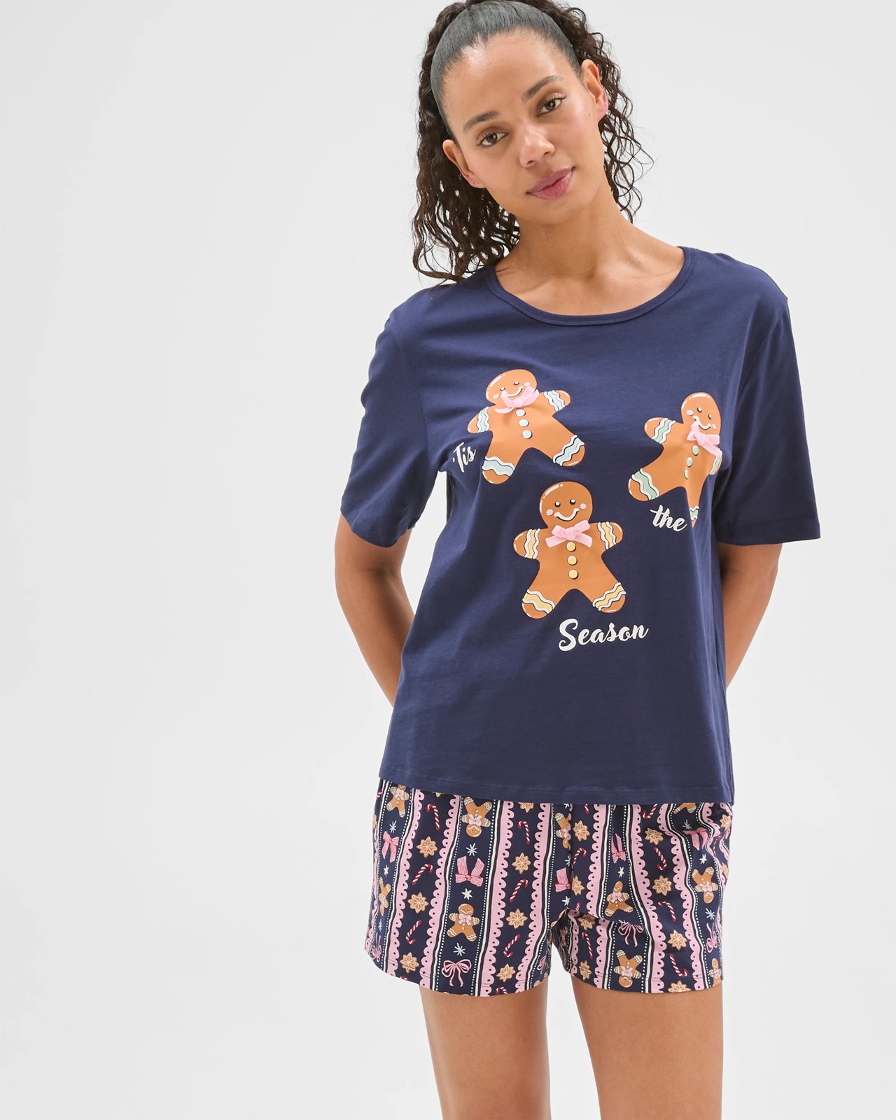 Australian Cotton Christmas Gingerbread Shorts Pyjama Set 5 of 5