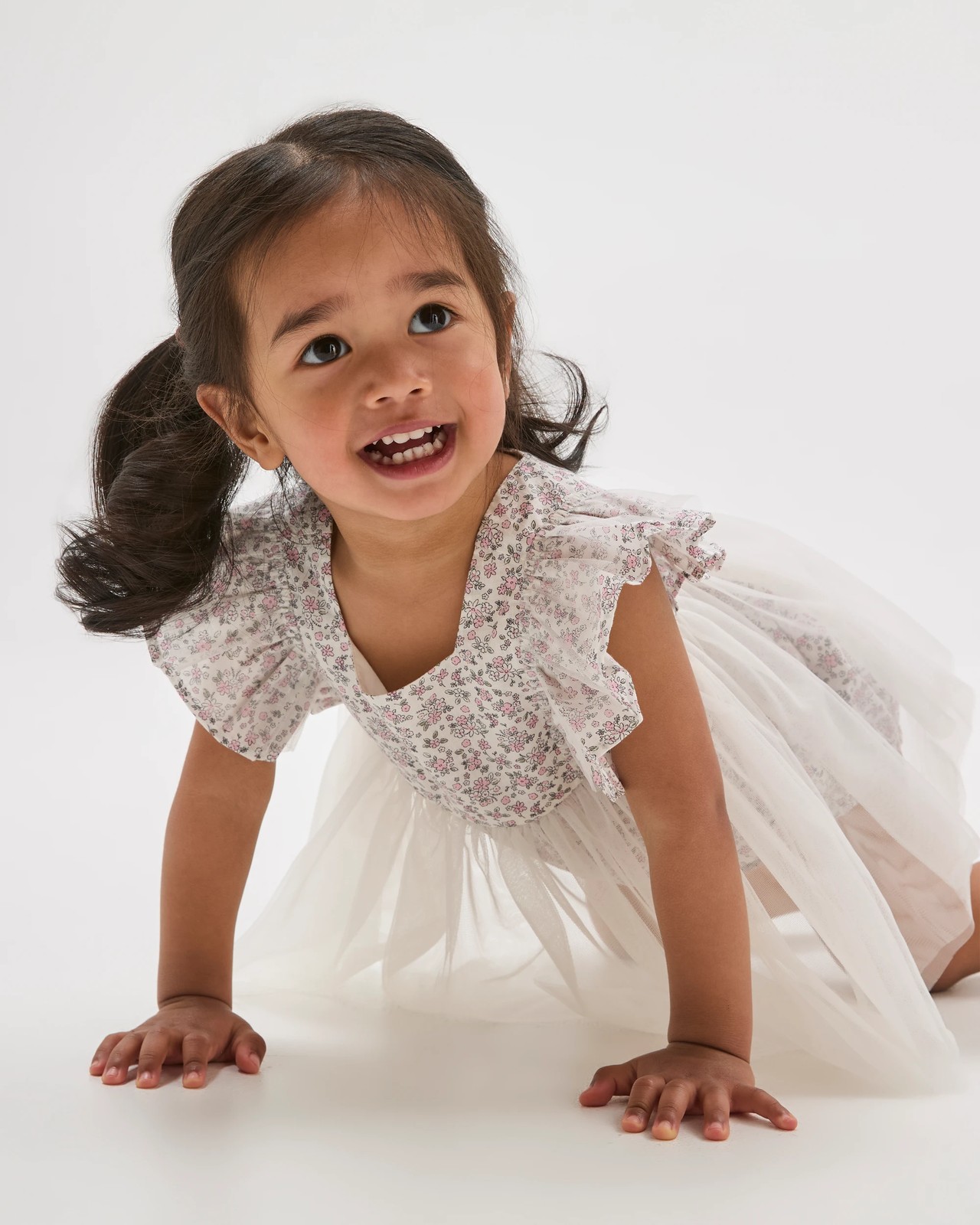 Baby Cotton Woven Romper with Tulle 3 of 5