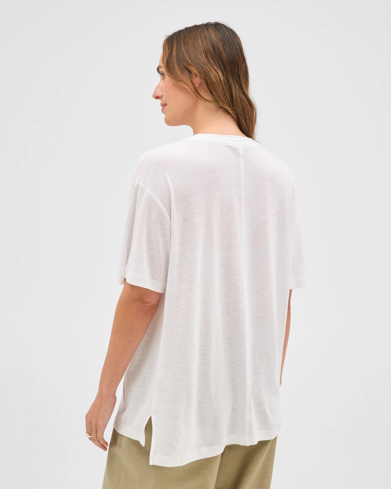 Linen Blend Relaxed T-Shirt - White 2 of 6