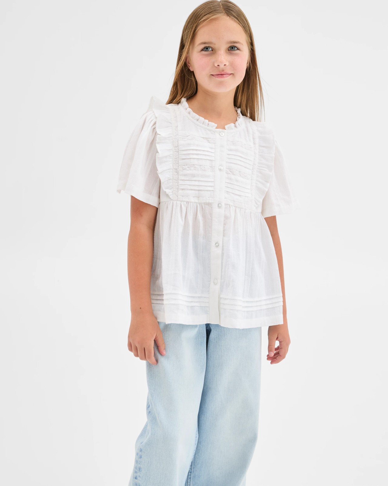 Wide Leg Cuffed Denim Jeans - Light Wash 2 of 5