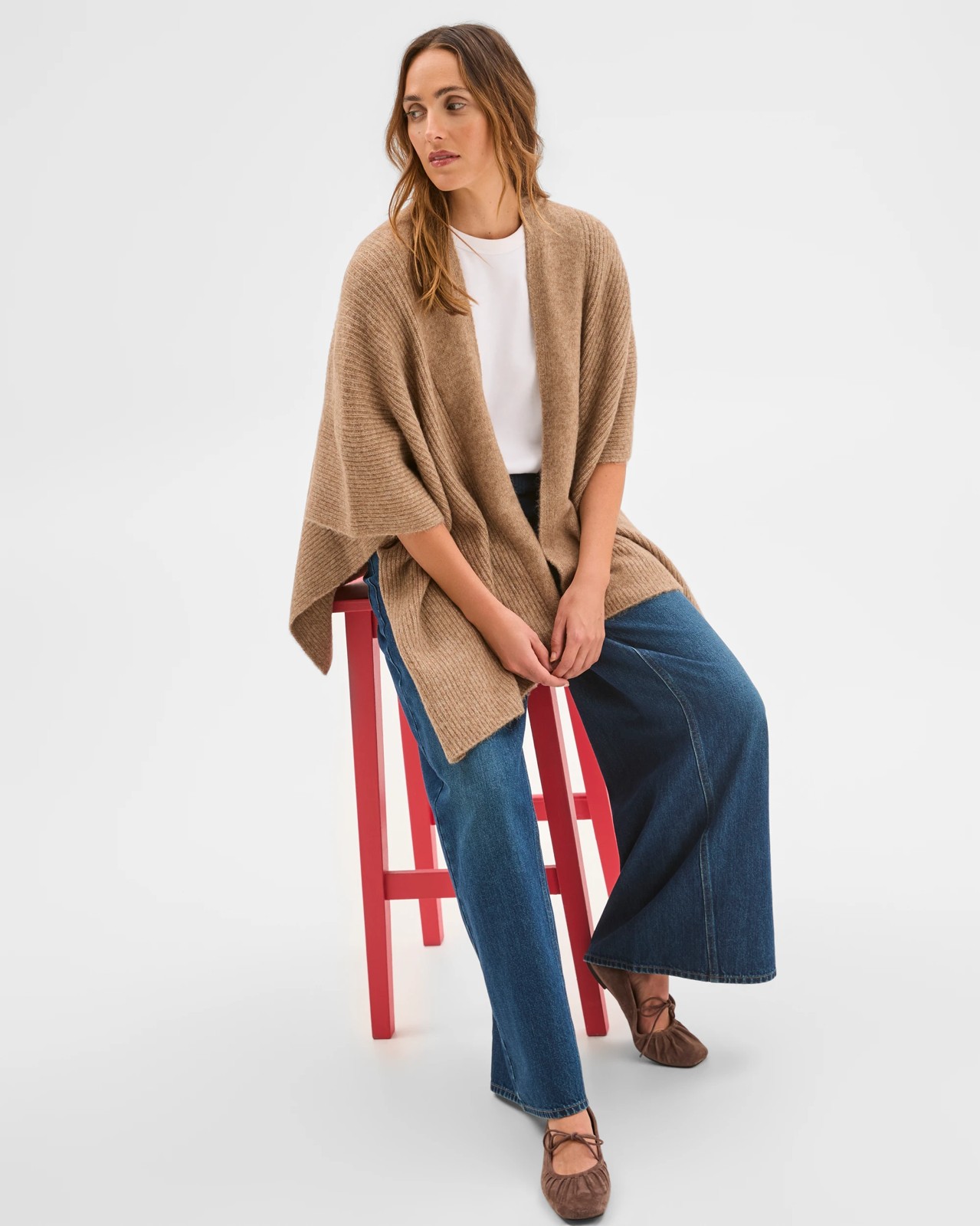 Knitted Poncho - Taupe Marle 6 of 6