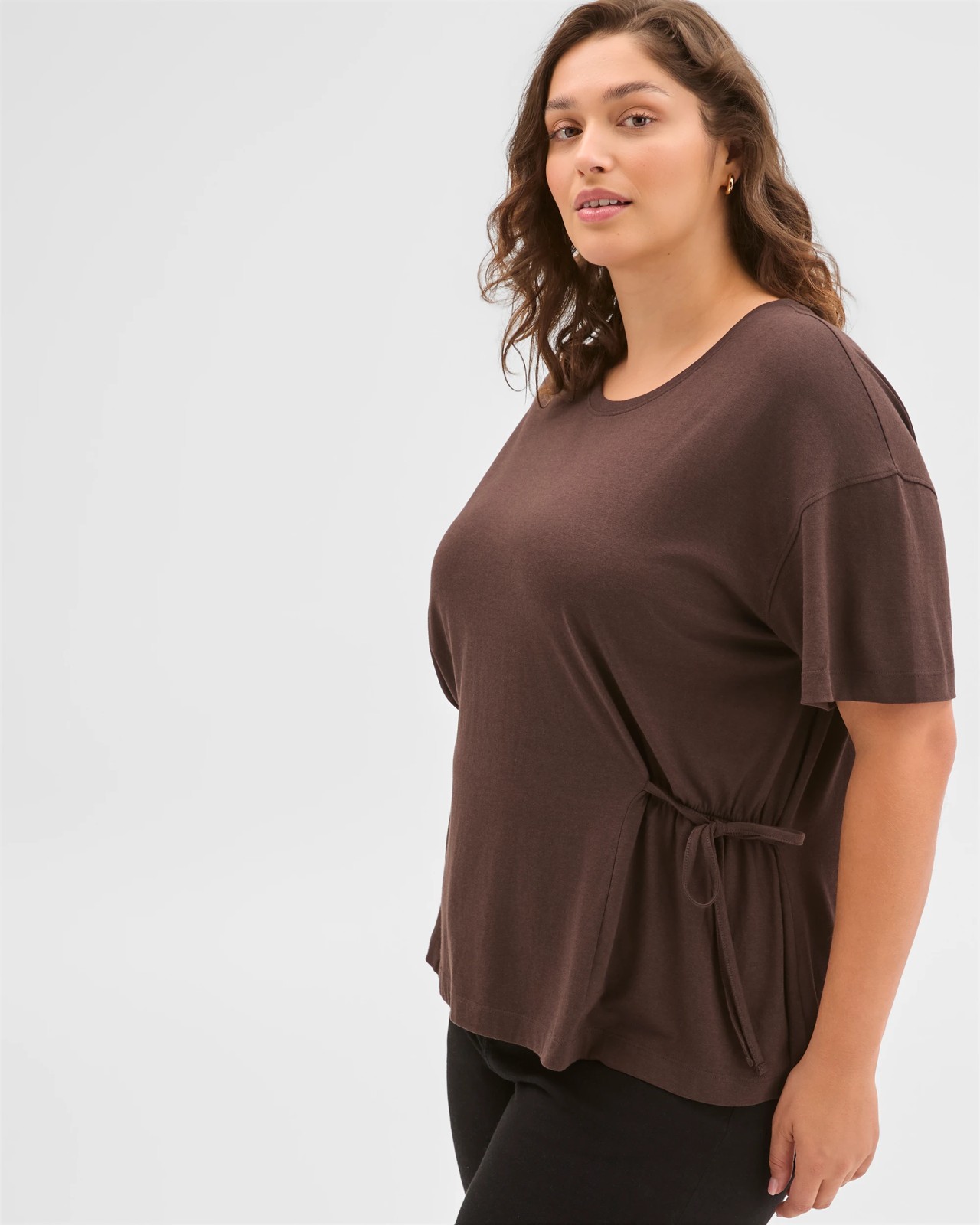 Plus Size Australian Cotton Blend Side Tie Waist T-Shirt 4 of 6