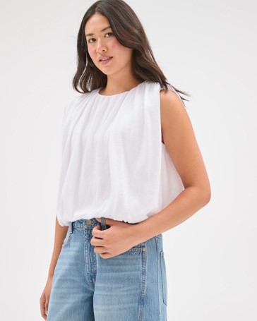 Australian Cotton Blend Sleeveless Bubble Top