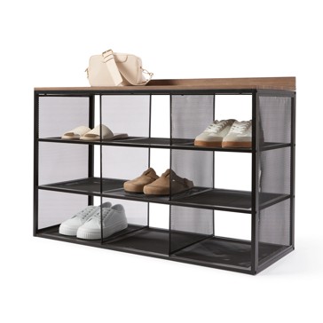 Anko Metal and Walnut Look Shoe Rack