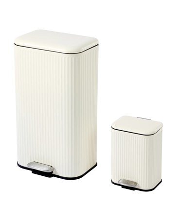Anko Set of 2 Linear Pedal Bins - White