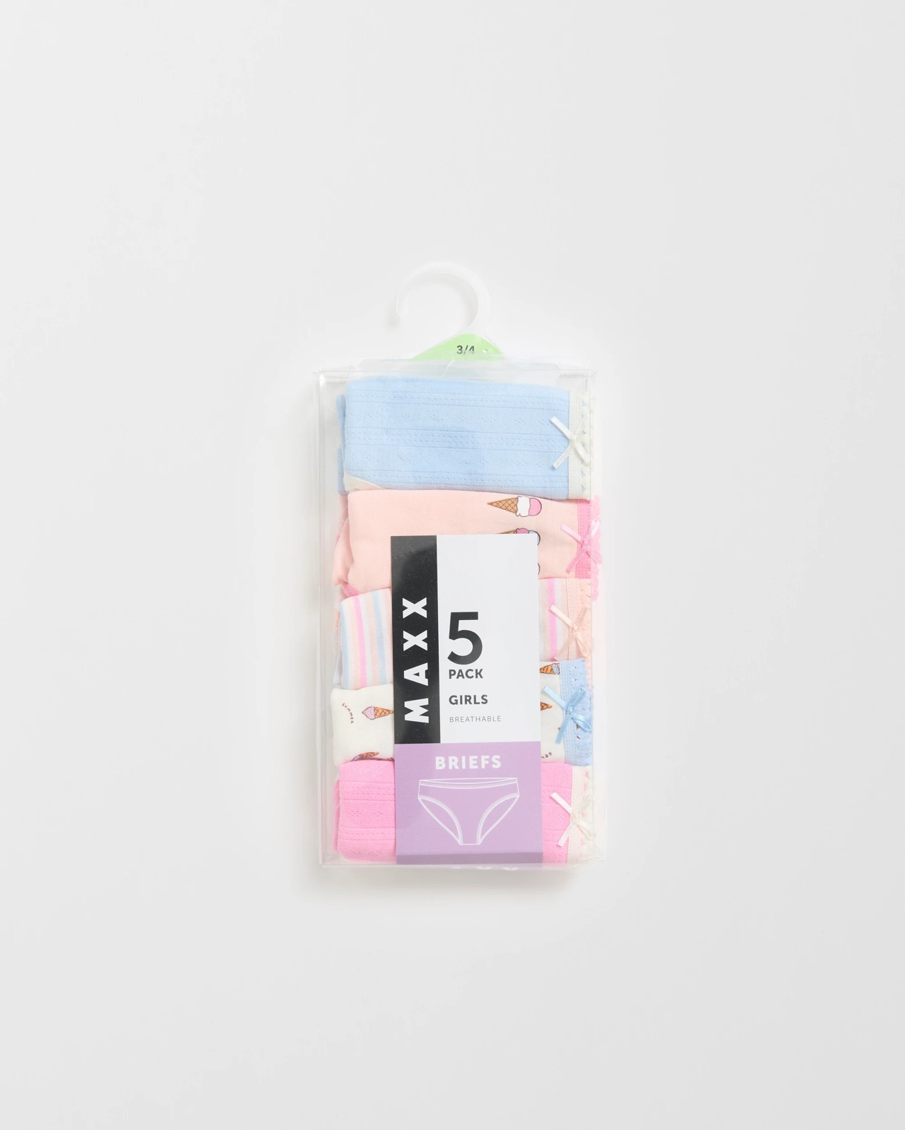 Maxx Cotton 5 Pack Younger Girls Pointelle Rib Briefs - Multi Ice Cream 2 of 2