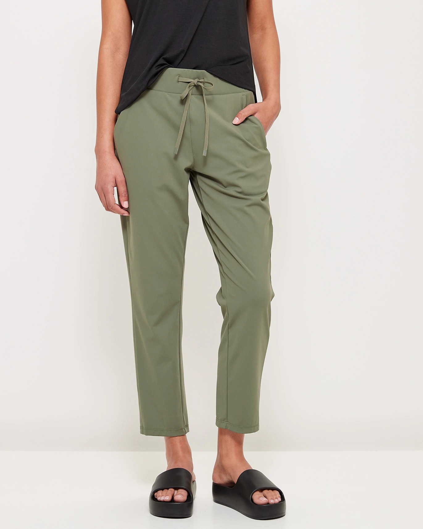 Active 7/8 Length Relaxed Travel Pants - Olive Green | Target Australia