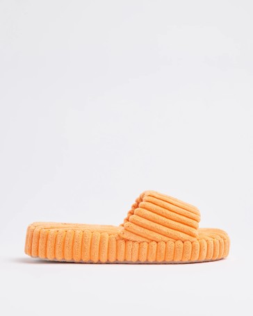 Womens Samba Flatform Scuff Slippers
