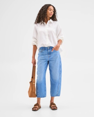 Denim Harper Barrel Forward Seam Jeans