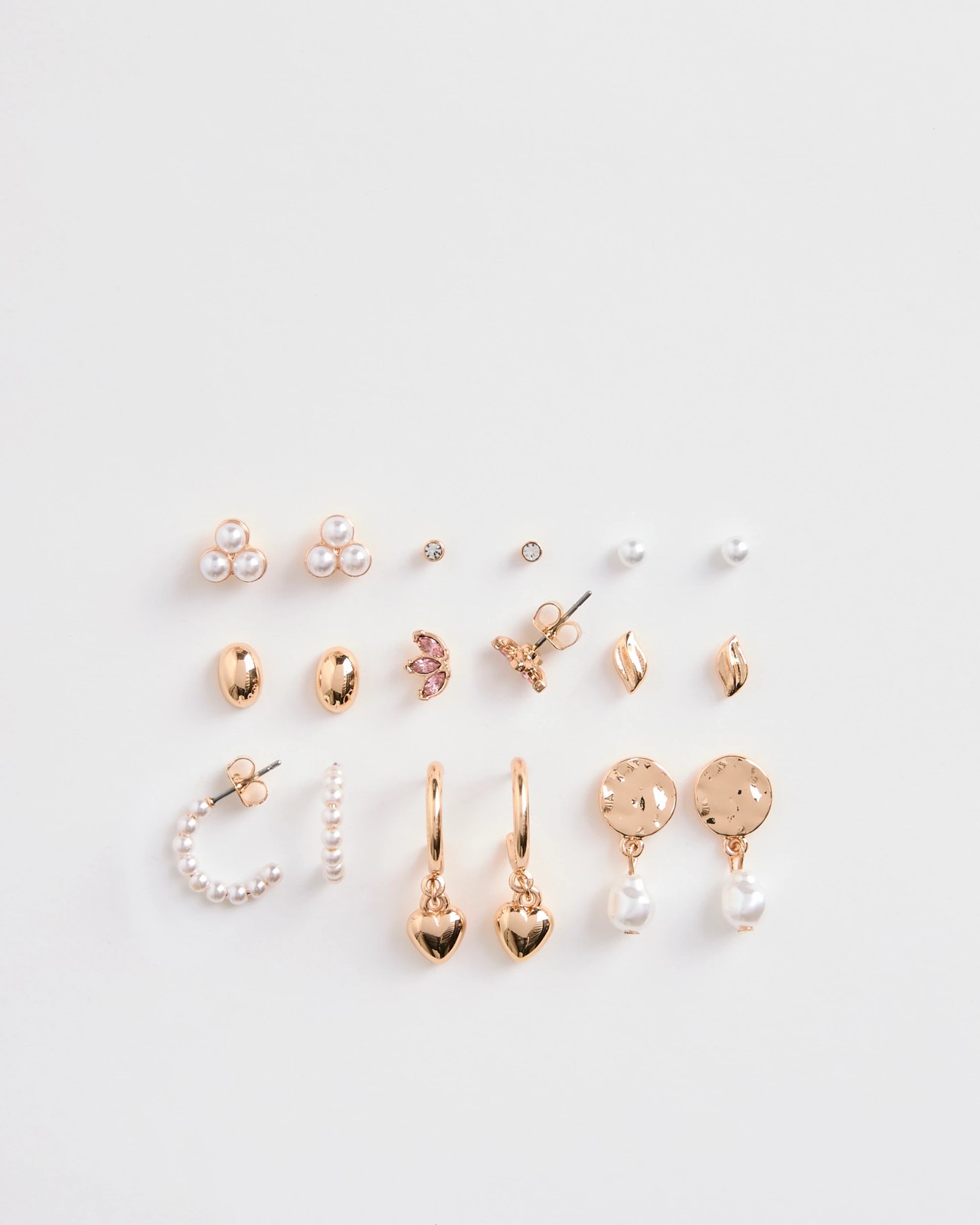 9 Pack Faux Pearl Stud Earrings 2 of 2