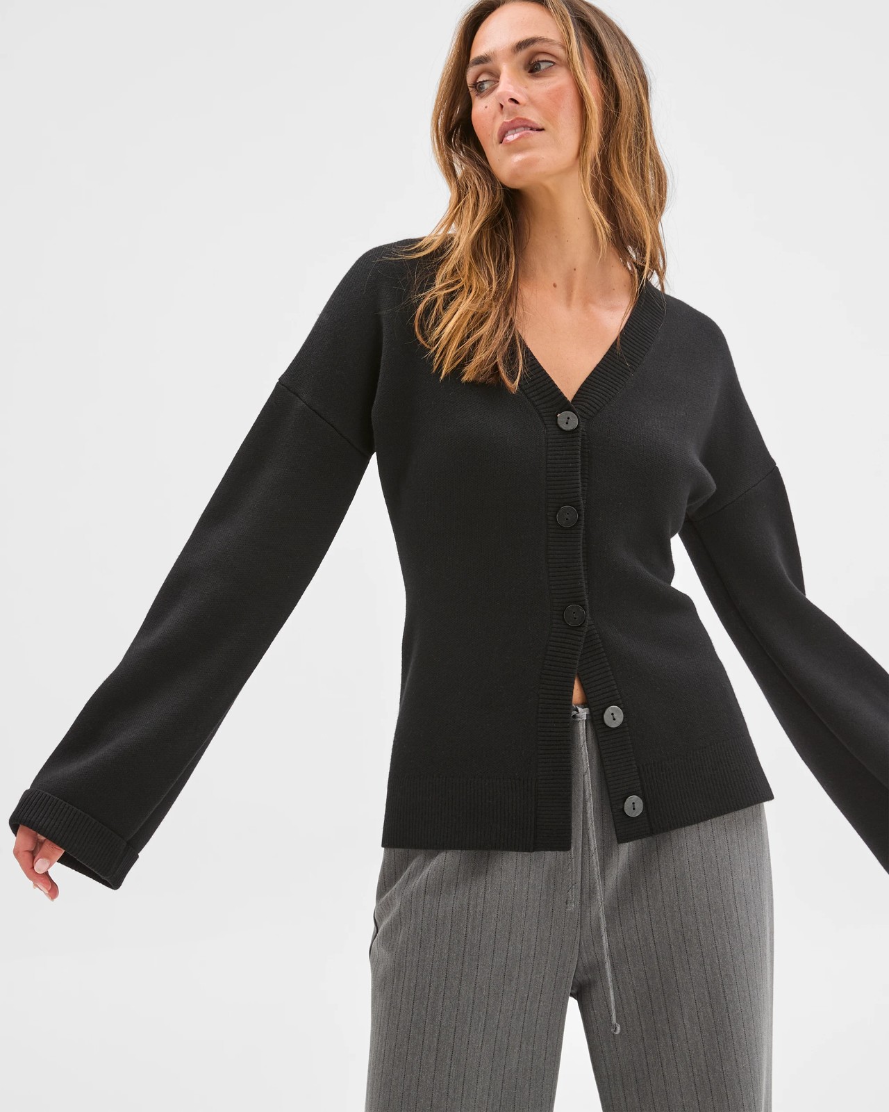 Preview Longline Knit Cardigan - Black 3 of 6