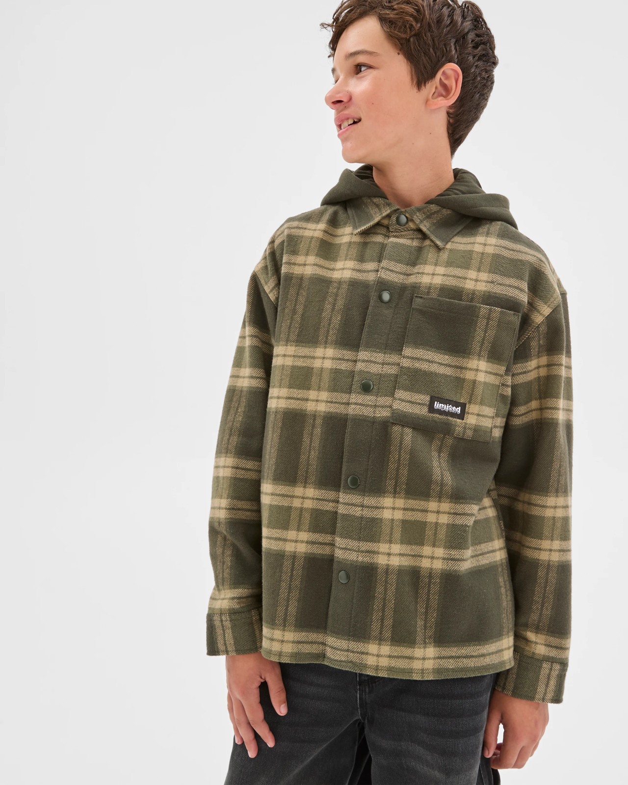 Australian Cotton Heavy Flannelette Hooded Shirt - Green Check 2 of 6