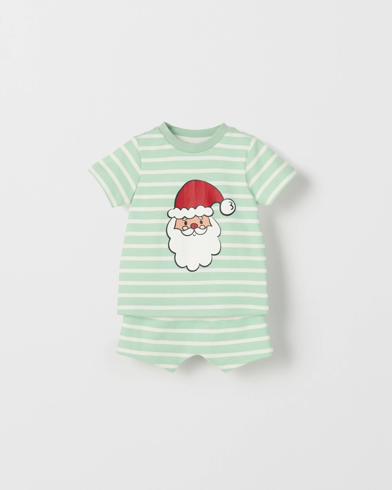 Christmas Interlock Pyjama Set - Green/White Santa 5 of 5