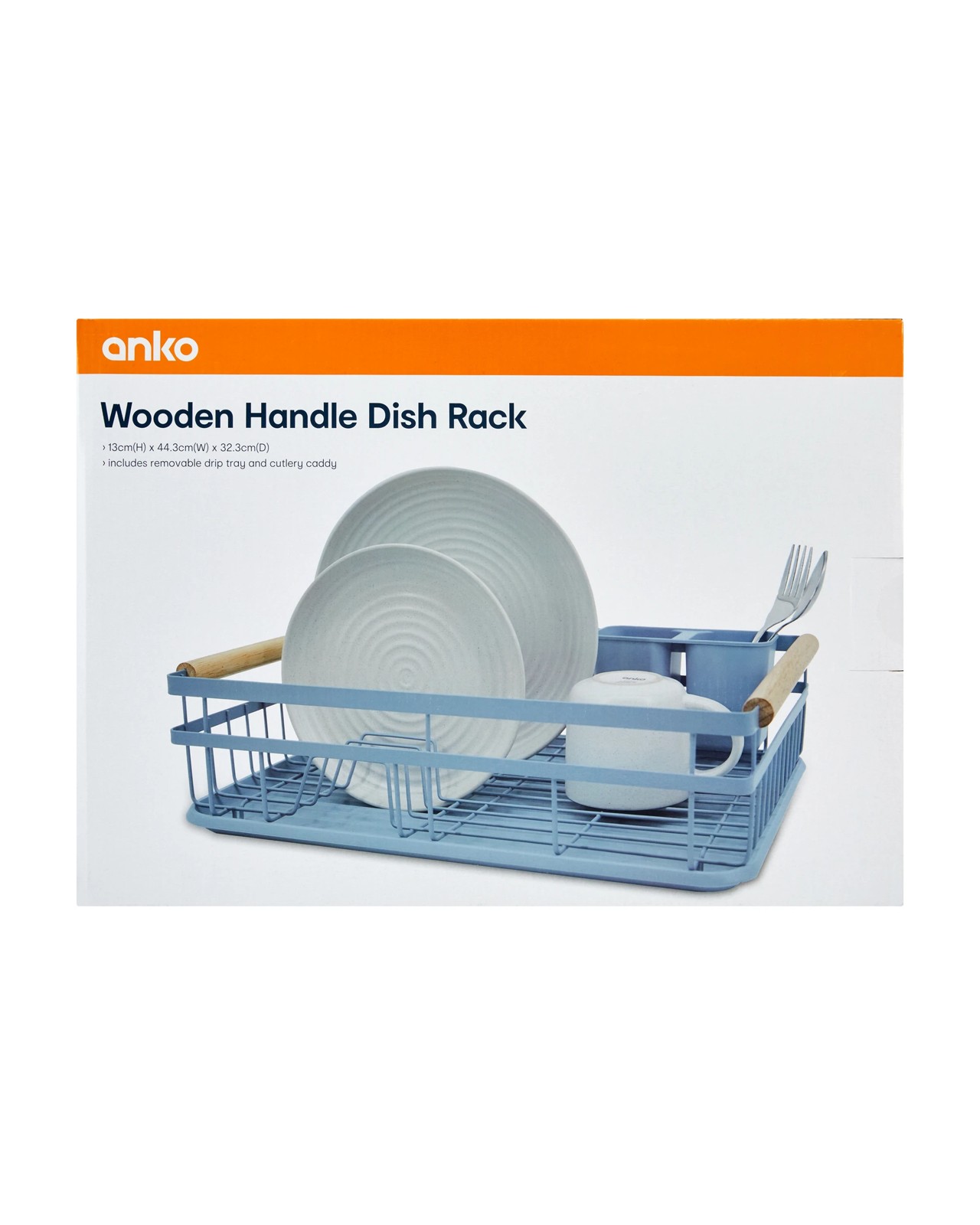Anko Blue Wooden Handle Dish Rack 6 of 6