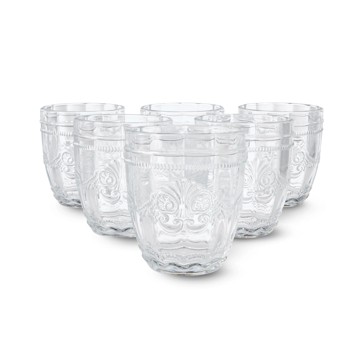 6 Clear Ornate Tumbler Glasses - Anko