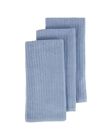 Anko 3 Pack Blue Ribbed Terry Tea Towels