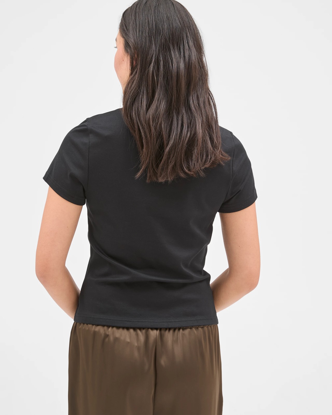 Preview Australian Cotton V-Neck Interlock T-Shirt - Black 5 of 5