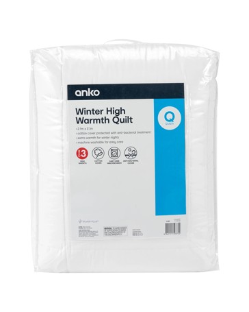 Anko Winter High Warmth Quilt, Queen Bed - White