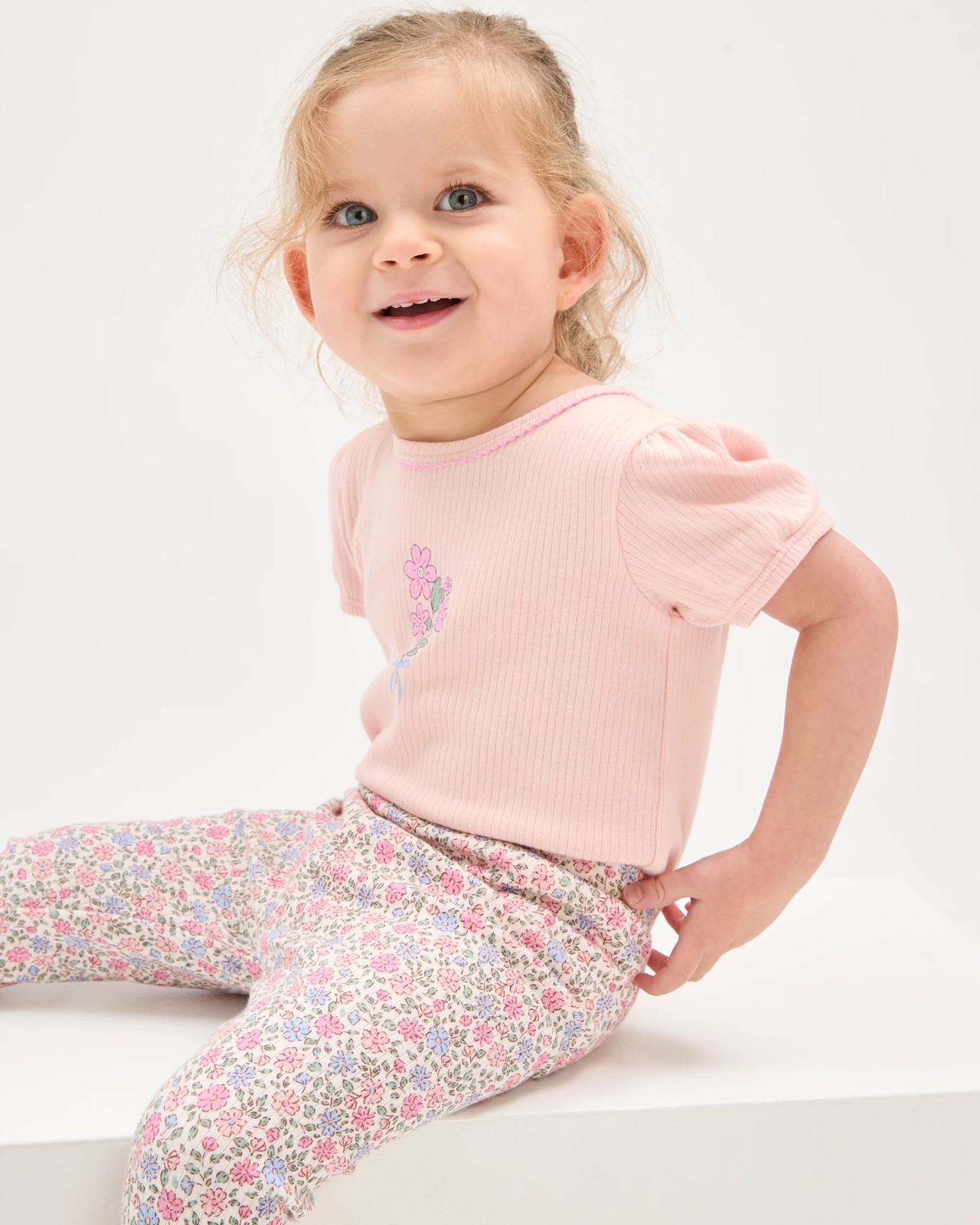 Baby Organic Cotton Short Sleeve Bodysuit & Leggings 2 Piece Set - Floral Pink 3 of 6