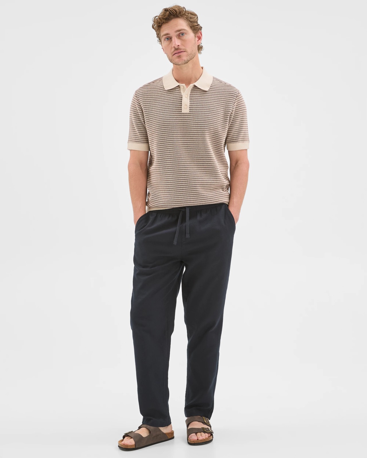 Australian Cotton Tonal Knit Polo Top - Henna 2 of 5