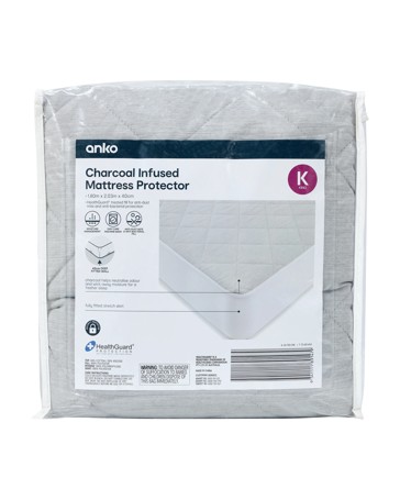 Anko Charcoal Infused Mattress Protector - King Bed - Grey