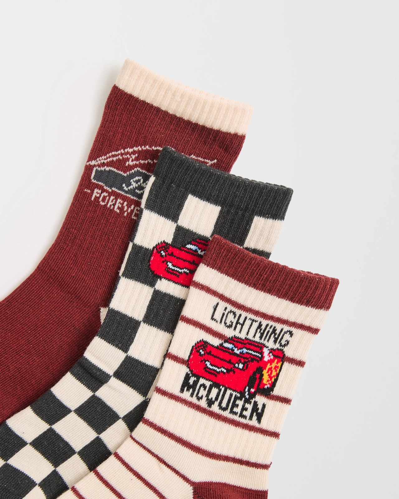 Licensed Disney Pixar Cars 3 Pack Younger Boys Crew Socks 2 of 3