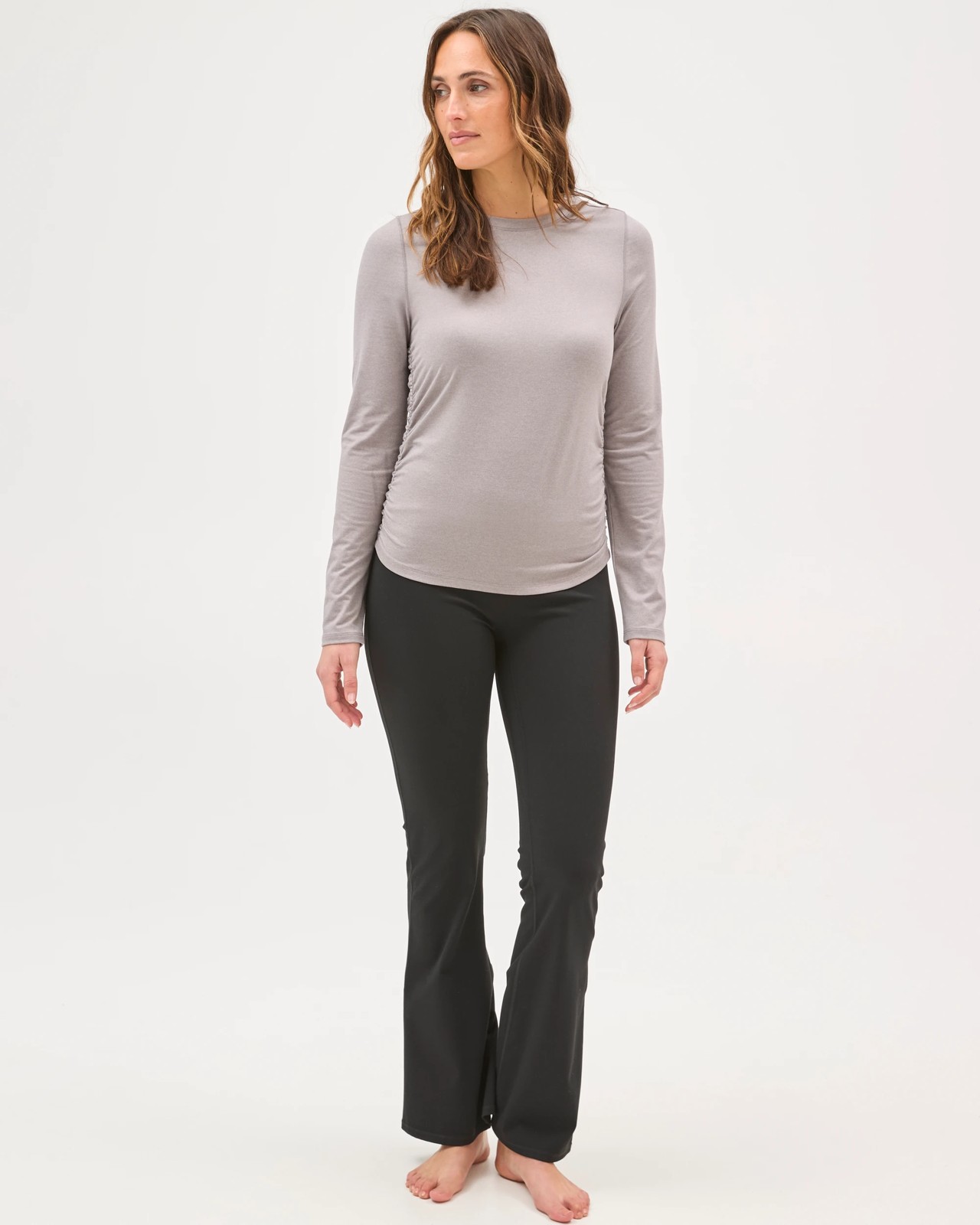 Active Studio Luxe Long Sleeve Ruched Top - Silver Marle 4 of 5