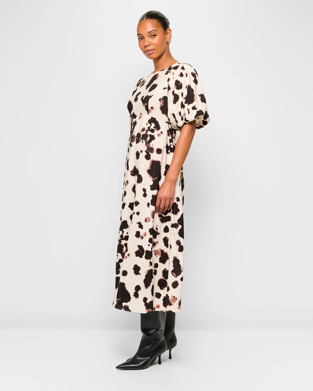 Puff Sleeve Midi Dress - Preview 3 of 6