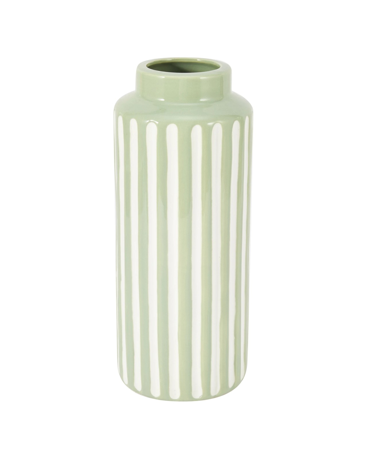 Anko Green Textured Stripe Ceramic Vase 3 of 5