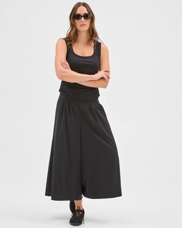 Jacquard Wide Leg Travel Culotte Pants