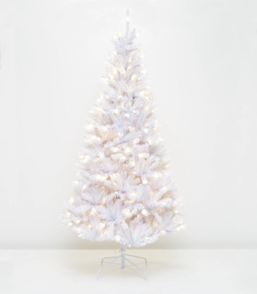 Pre-Lit Christmas Tree, White - 7ft (T24)