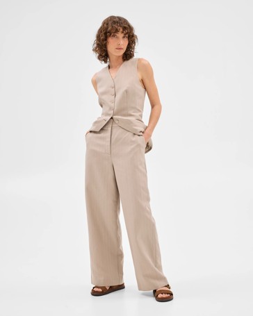 Linen Blend Wide Leg Pants - Preview