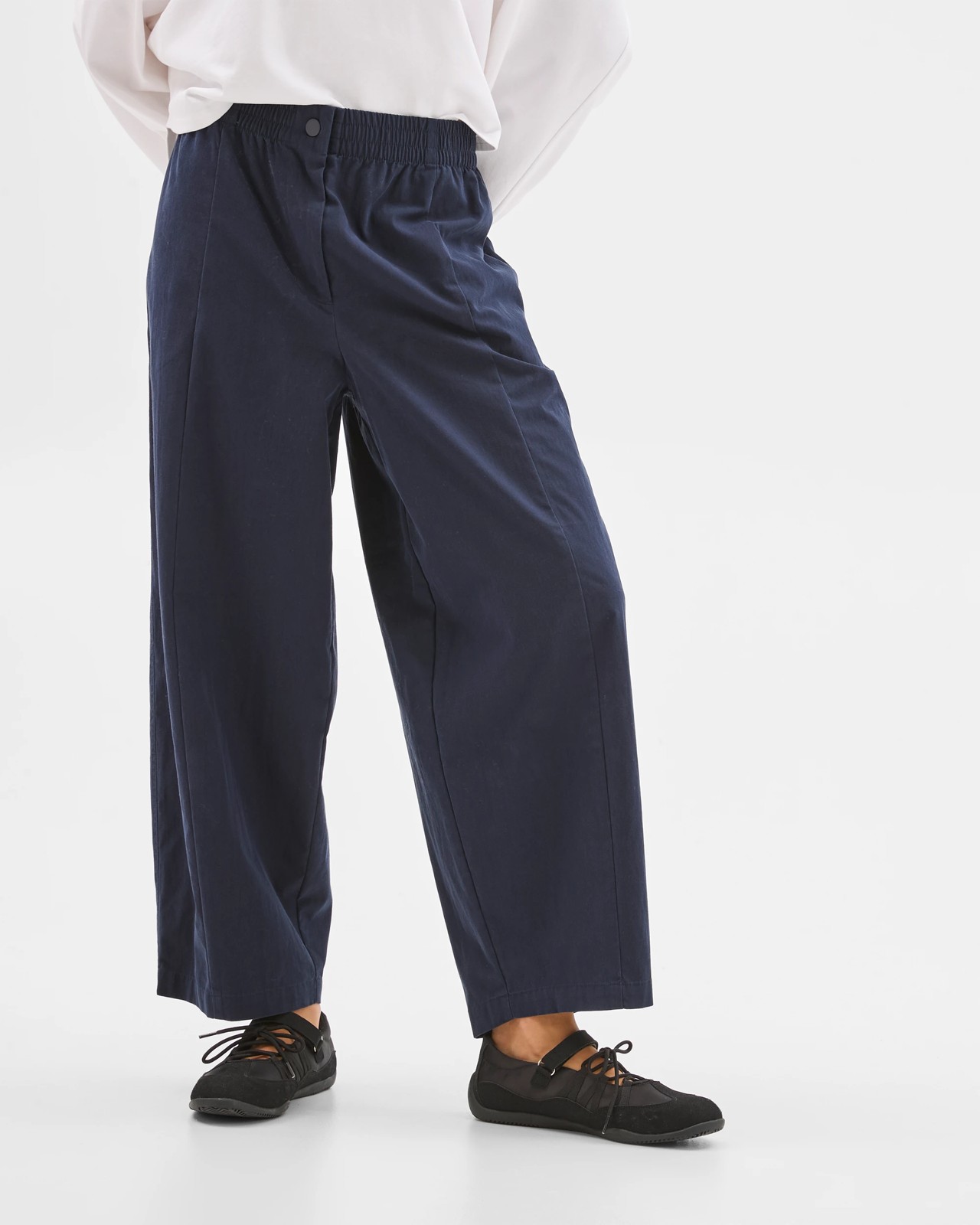 Lily Loves Australian Cotton Blend Pull On Pleat Pants - Deep Navy 5 of 5