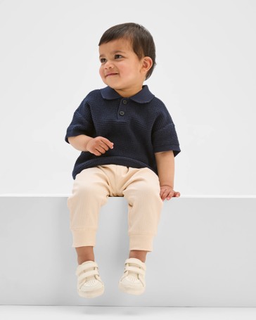 Baby Organic Cotton Buttoned Rib Leggings