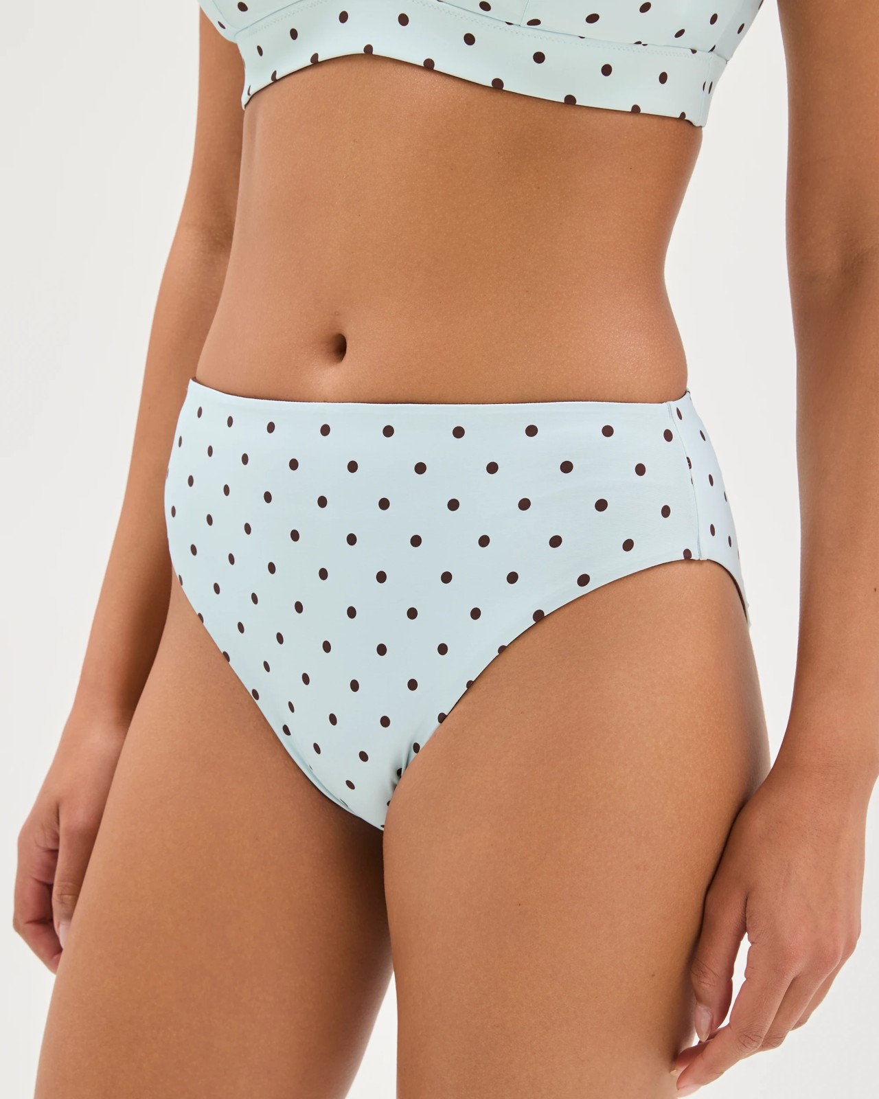 Reversible High Waisted High Cut Matte Micro Swim Bikini Bottoms - Blue Spot 4 of 6