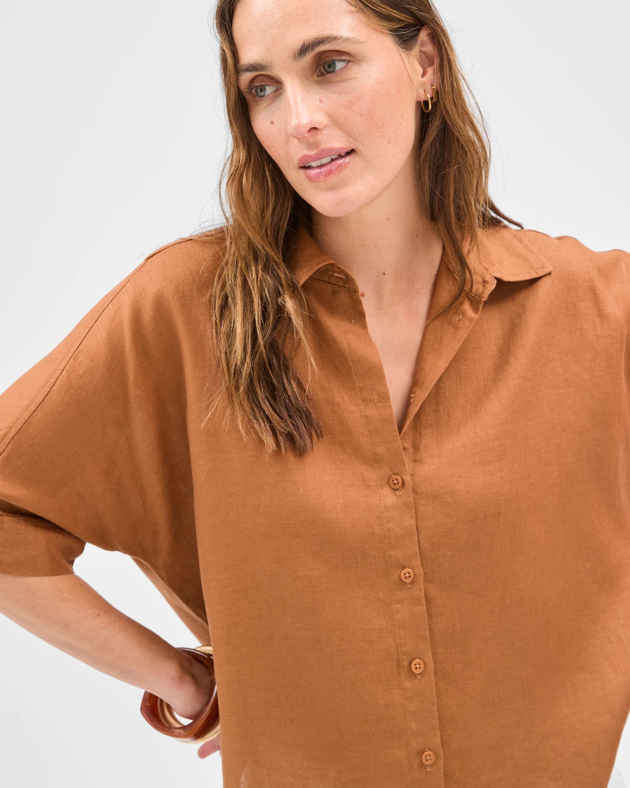 European Linen Short Sleeve Shirt - Butterscotch 5 of 6