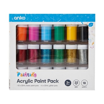 Acrylic Paint, 18 Pack - Anko