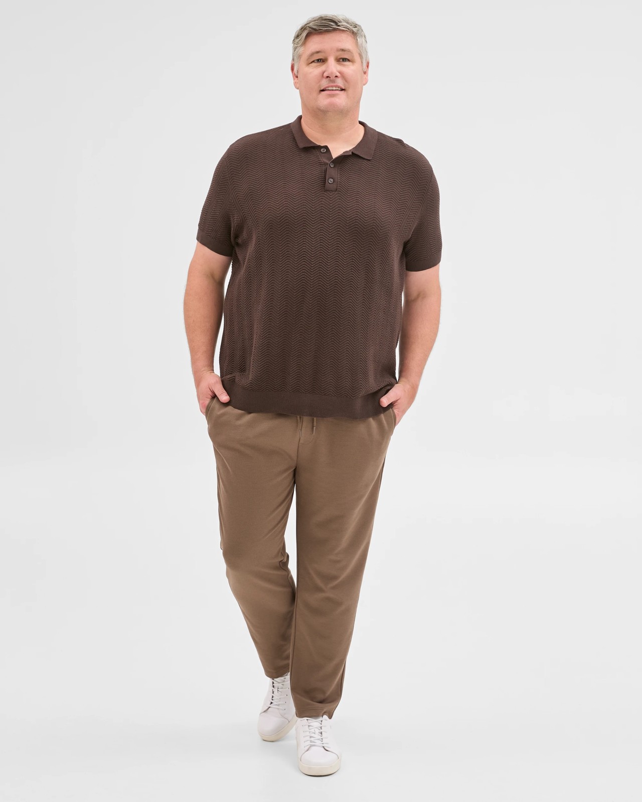 Plus Size Textured Trackpants - Mushroom 5 of 5