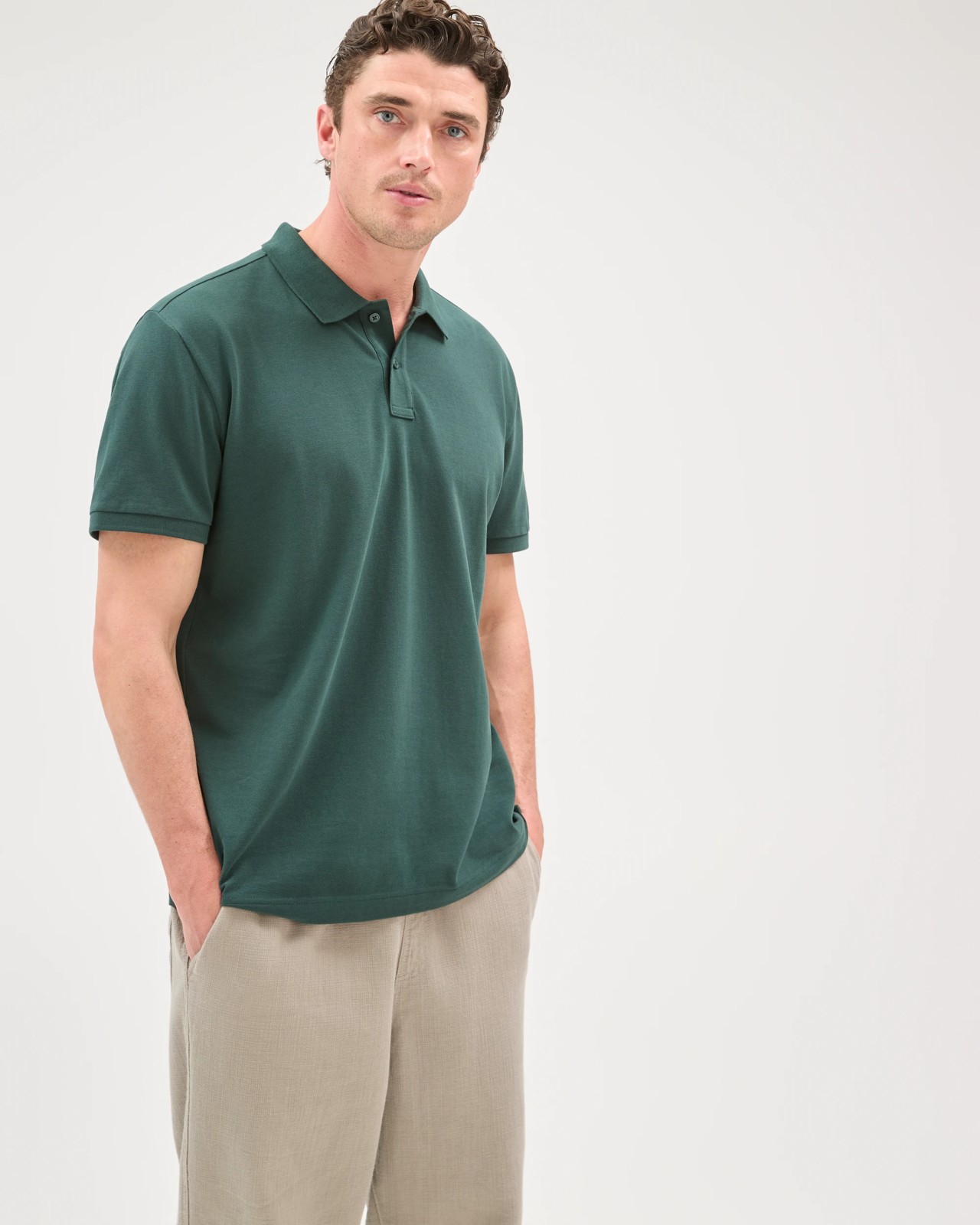 Australian Cotton Short Sleeve Polo Top - Hunter Green 3 of 6